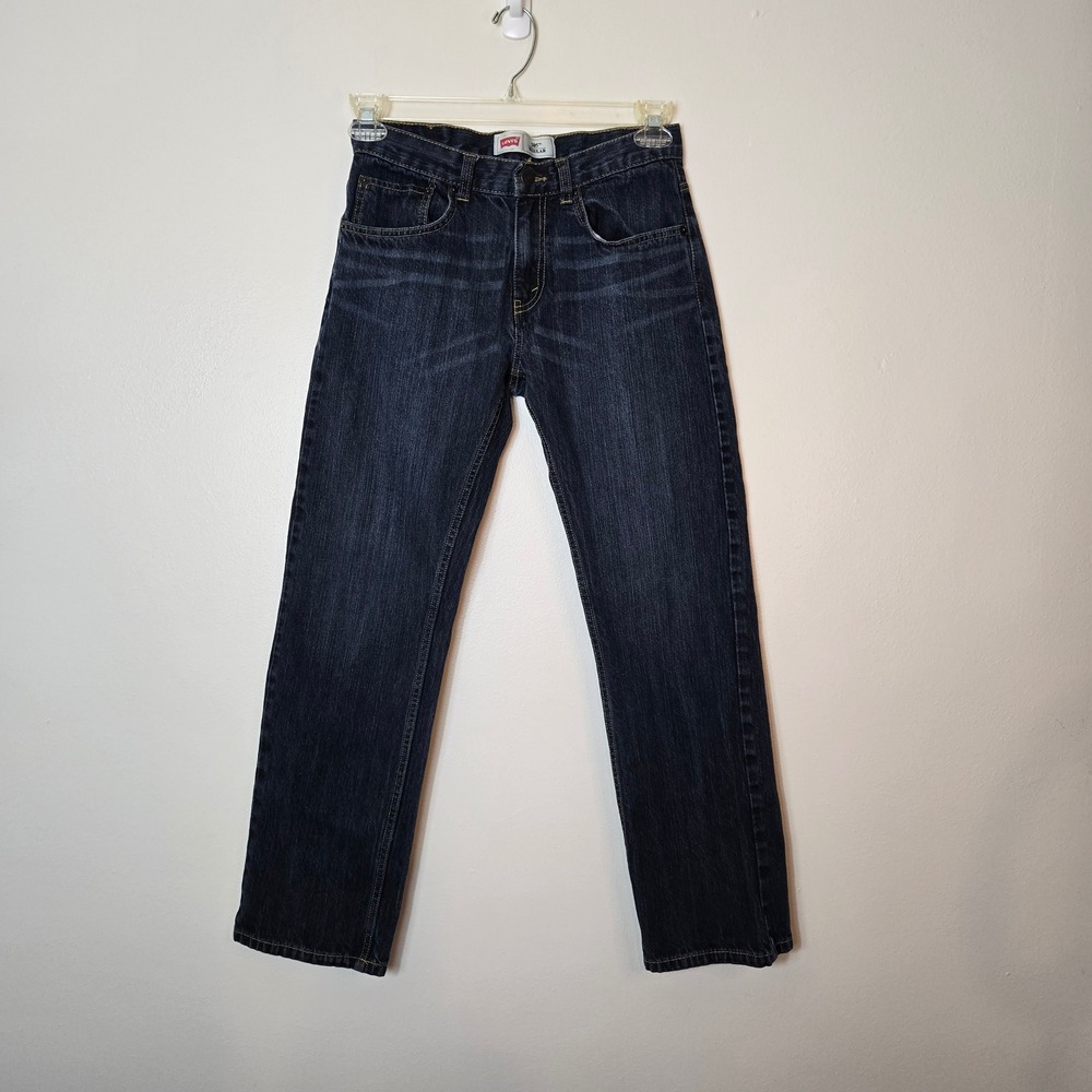 Levis 505‎ Regular Fit Kids Jeans Dark Wash Blue Straight Leg Size 16 Reg 28x28